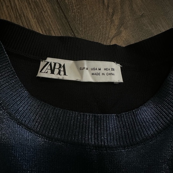 Zara Shimmering Blue Knit Top - Picture 3 of 3